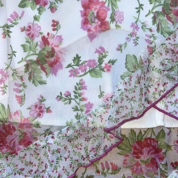 Speechless Skirt Womens L White Pink Floral Ruffle Midi Polyester USA Made - Picture 4 of 6